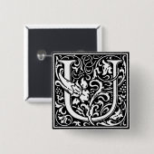 Renaissance Style Alphabet Letter U - Button (Vorne & Hinten)