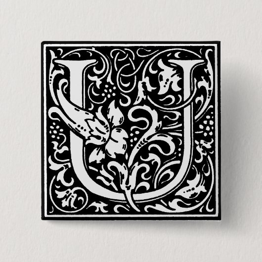 Renaissance Style Alphabet Letter U - Button (Vorderseite)