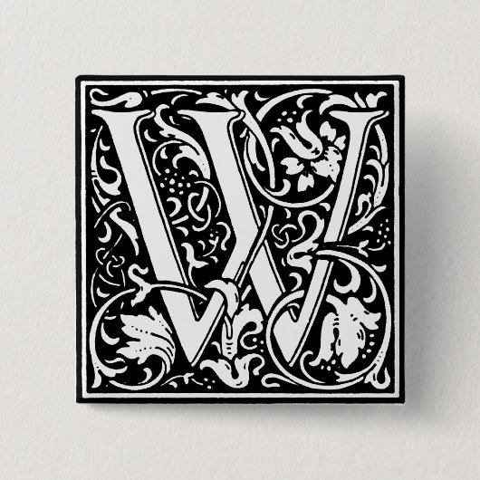 Renaissance Style Alphabet Letter W - Button (Vorderseite)