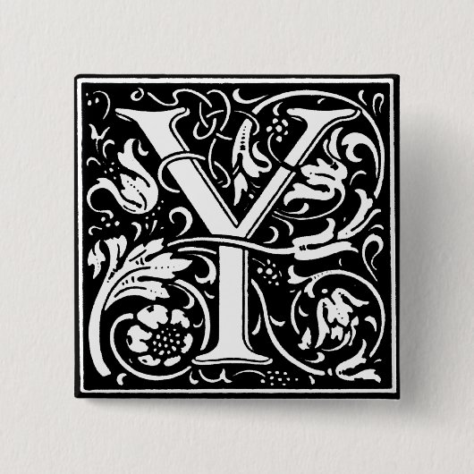 Renaissance Style Alphabet Letter Y - Button (Vorderseite)
