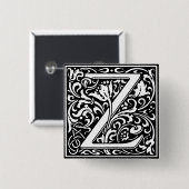 Renaissance Style Alphabet Letter Z - Button (Vorne & Hinten)