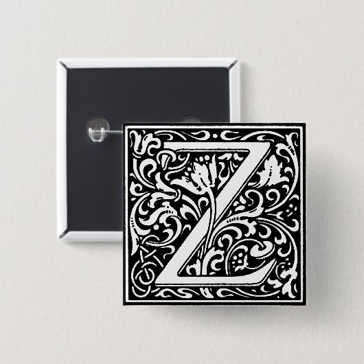 Renaissance Style Alphabet Letter Z - Button (Vorne & Hinten)