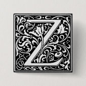 Renaissance Style Alphabet Letter Z - Button (Vorderseite)