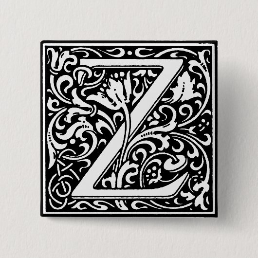Renaissance Style Alphabet Letter Z - Button (Vorderseite)