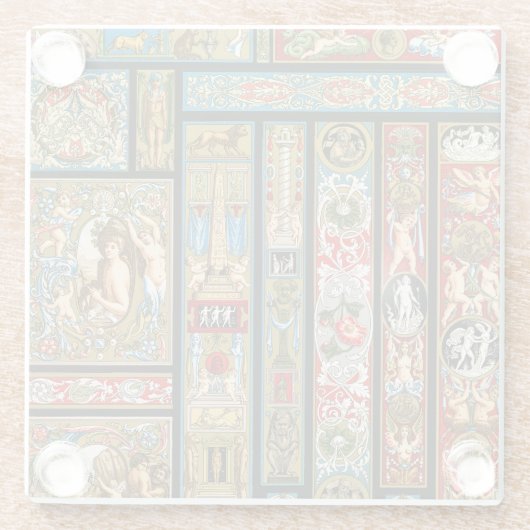 Renaissance-Themen Textilien und Stoffe Glasuntersetzer (Rückseite)