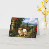 Renaissance Tibetan Spaniel Karte (Gelbe Blume)