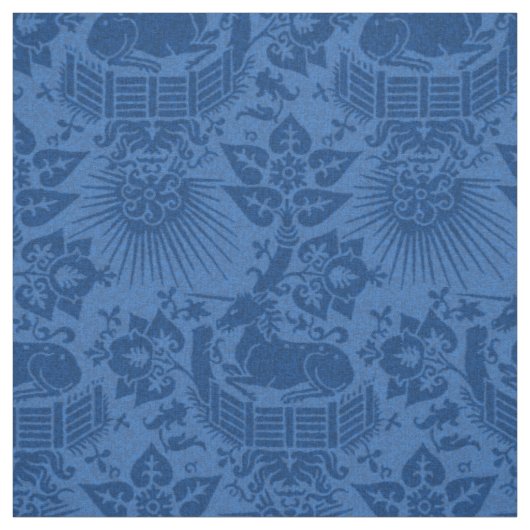 Renaissance Unicorn Garden, Sapphire Blue Stoff (Muster)