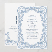 Renaissance Verziert Dust Blue Wedding QR Code
