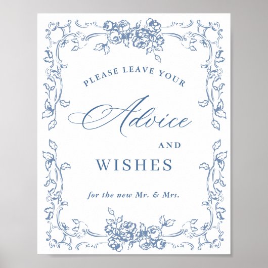 Renaissance Verziert Dusty Blue Advice & Wishings Poster (Vorne)