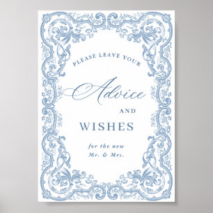 Renaissance Verziert Dusty Blue Advice & Wishings Poster