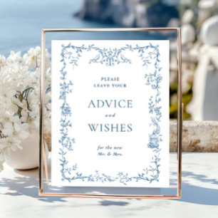 Renaissance Verziert Dusty Blue Advice & Wishings Poster