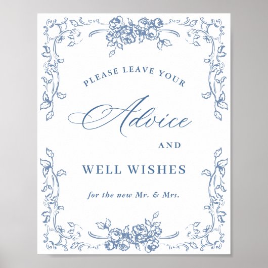 Renaissance Verziert Dusty Blue Advice & Wishings Poster (Vorne)