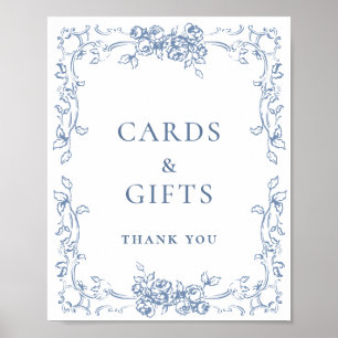 Renaissance Verziert Dusty Blue Cards und Geschenk Poster