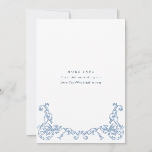 Renaissance Verziert Dusty Blue ENGAGEMENT PARTEI Einladung (Rückseite)