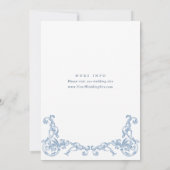 Renaissance Verziert Dusty Blue Floral Brautparty Einladung (Rückseite)