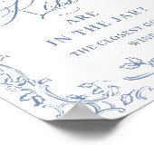 Renaissance Verziert Dusty Blue Floral Brautparty Poster (Ecke)