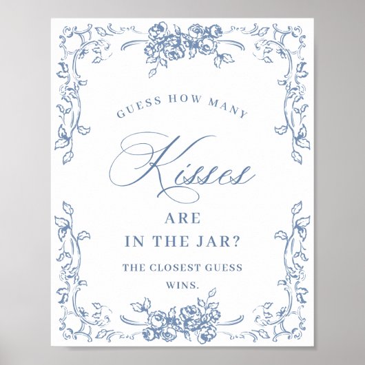 Renaissance Verziert Dusty Blue Floral Brautparty Poster (Vorne)