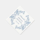 Renaissance Verziert Dusty Blue Floral Brautparty Serviette (Ecke)