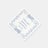 Renaissance Verziert Dusty Blue Floral Brautparty Serviette (Ecke)