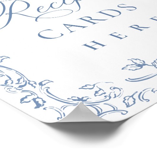Renaissance Verziert Dusty Blue Floral Rezept Card Poster (Ecke)