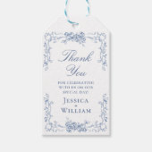 Renaissance Verziert Dusty Blue Floral Wedding Geschenkanhänger (Vorderseite)