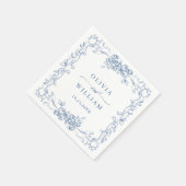 Renaissance Verziert Dusty Blue Floral Wedding Serviette (Ecke)