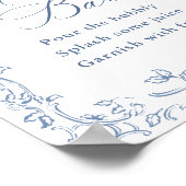 Renaissance Verziert Dusty Blue Mimosa Bar Sign Poster (Ecke)