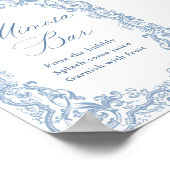 Renaissance Verziert Dusty Blue Mimosa Bar Sign Poster (Ecke)
