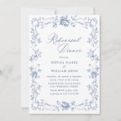 Renaissance Verziert Dusty Blue Probe Dinner Einladung (Vorderseite)