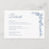 Renaissance Verziert Dusty Blue Wedding Details Begleitkarte (Vorderseite)