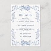 Renaissance Verziert Dusty Blue Wedding Details Begleitkarte (Vorderseite)
