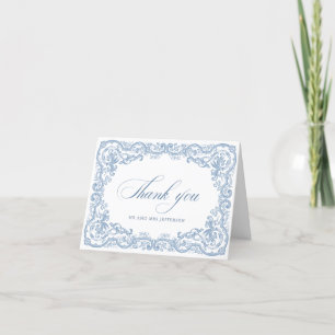 Renaissance Verziert Floral Dusty Blue Wedding Dankeskarte