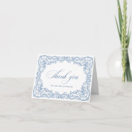 Renaissance Verziert Floral Dusty Blue Wedding Dankeskarte