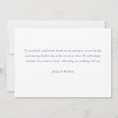 Renaissance Verziert Floral Dusty Blue Wedding Dankeskarte (Rückseite)