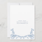 Renaissance Verziert Floral Dusty Blue Wedding Einladung (Rückseite)