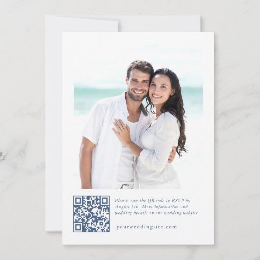 Renaissance Verziert Floral Dusty Blue Wedding Einladung (Rückseite)