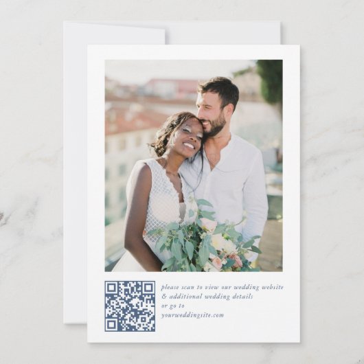 Renaissance Verziert Floral Dusty Blue Wedding Save The Date (Rückseite)