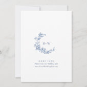 Renaissance Verziert Floral Dusty Blue Wedding Save The Date (Rückseite)