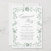Renaissance Verziert Sage Green ENGAGEMENT PARTEI Einladung (Vorderseite)