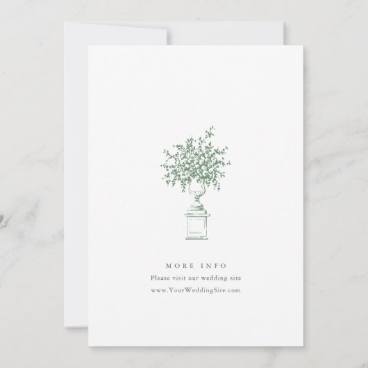 Renaissance Verziert Sage Green ENGAGEMENT PARTEI Einladung (Rückseite)