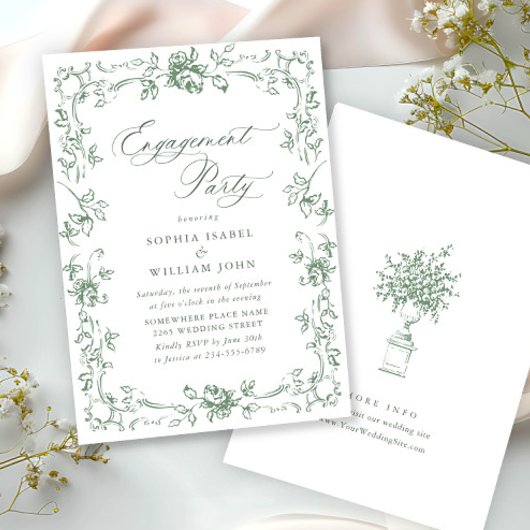 Renaissance Verziert Sage Green ENGAGEMENT PARTEI Einladung