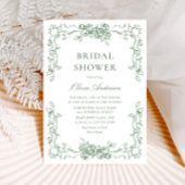 Renaissance Verziert Sage Green Floral Brautparty Einladung