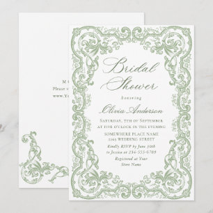 Renaissance Verziert Sage Green Floral Brautparty Einladung
