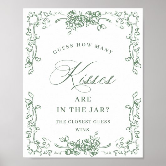 Renaissance Verziert Sage Green Floral Brautparty Poster (Vorne)