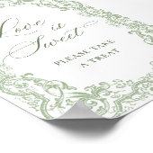 Renaissance Verziert Sage Green Floral Liebe ist s Poster (Ecke)