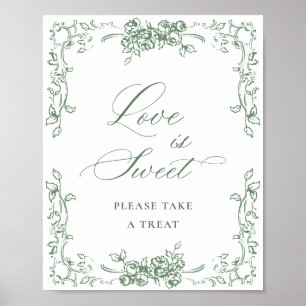 Renaissance Verziert Sage Green Floral Liebe ist s Poster