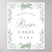 Renaissance Verziert Sage Green Floral Recipards Poster (Vorne)