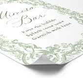 Renaissance Verziert Sage Green Mimosa Bar Sign Poster (Ecke)