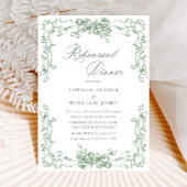 Renaissance Verziert Sage Green Probe Dinner Einladung