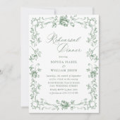 Renaissance Verziert Sage Green Probe Dinner Einladung (Vorderseite)